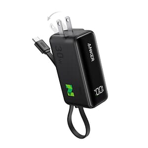 Anker® Power Bank USB-C Charging Block (30W, Fusion, Built-In Cable)