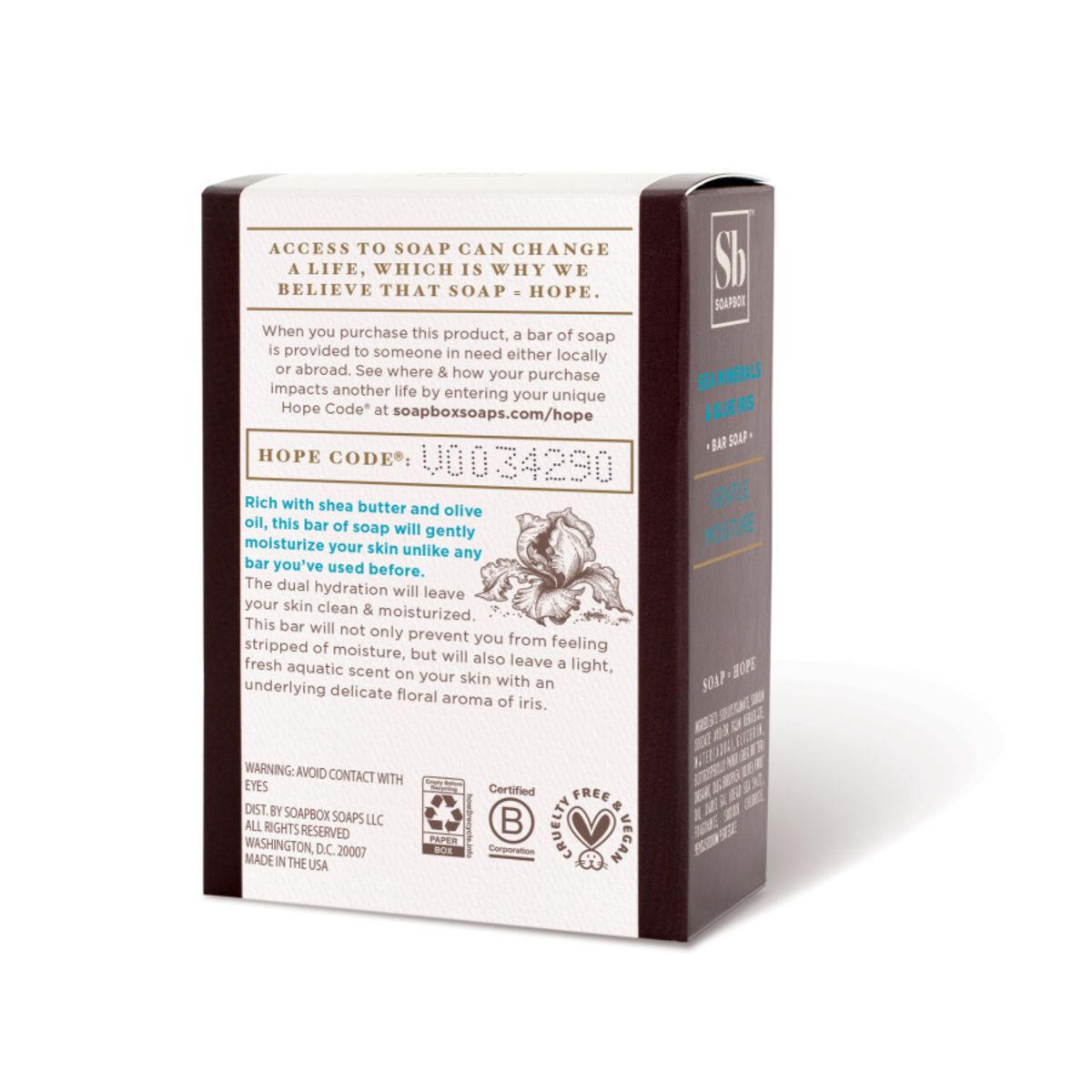 Soapbox sea minerals blue iris gentle moisture bar soap Corporate