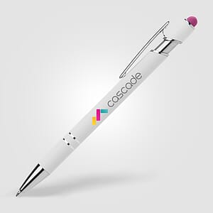 Ellipse Softy White Barrel Metal Pen w/ Stylus