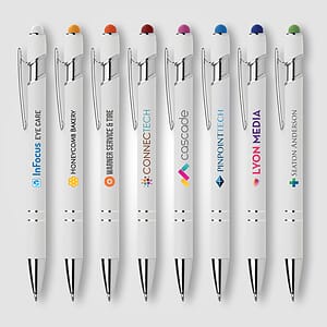 Ellipse Softy White Barrel Metal Pen w/ Stylus