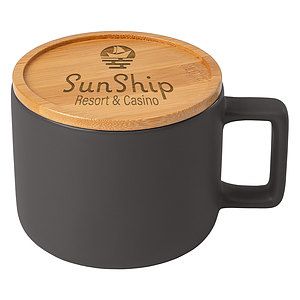 Caf Virtuoso - 12 oz. Ceramic Mug with Bamboo Lid Engraved