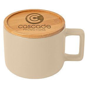 Caf Virtuoso - 12 oz. Ceramic Mug with Bamboo Lid Engraved