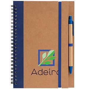 Kraft Hard Cover Spiral Notebook with Pen