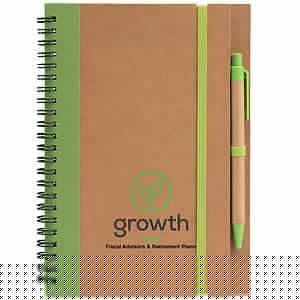 Kraft Hard Cover Spiral Notebook with Pen