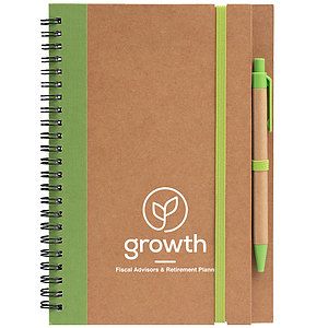 Kraft Hard Cover Spiral Notebook with Pen