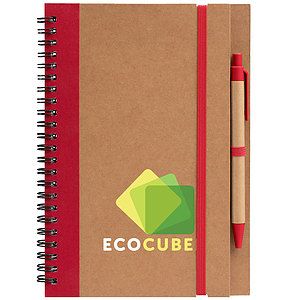 Kraft Hard Cover Spiral Notebook with Pen