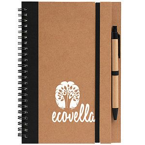 Kraft Hard Cover Spiral Notebook with Pen