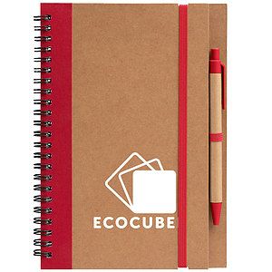 Kraft Hard Cover Spiral Notebook with Pen