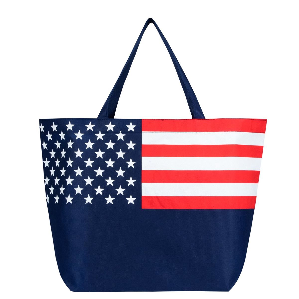 American flag non-woven tote bag - metallic imprint