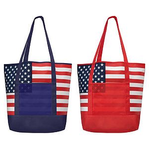 American Flag Non-Woven Tote Bag w/ 210D Pocket