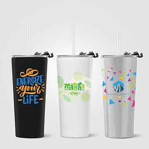 Excalibur - 21 oz. Double-Wall Stainless Tumbler with Straw​​