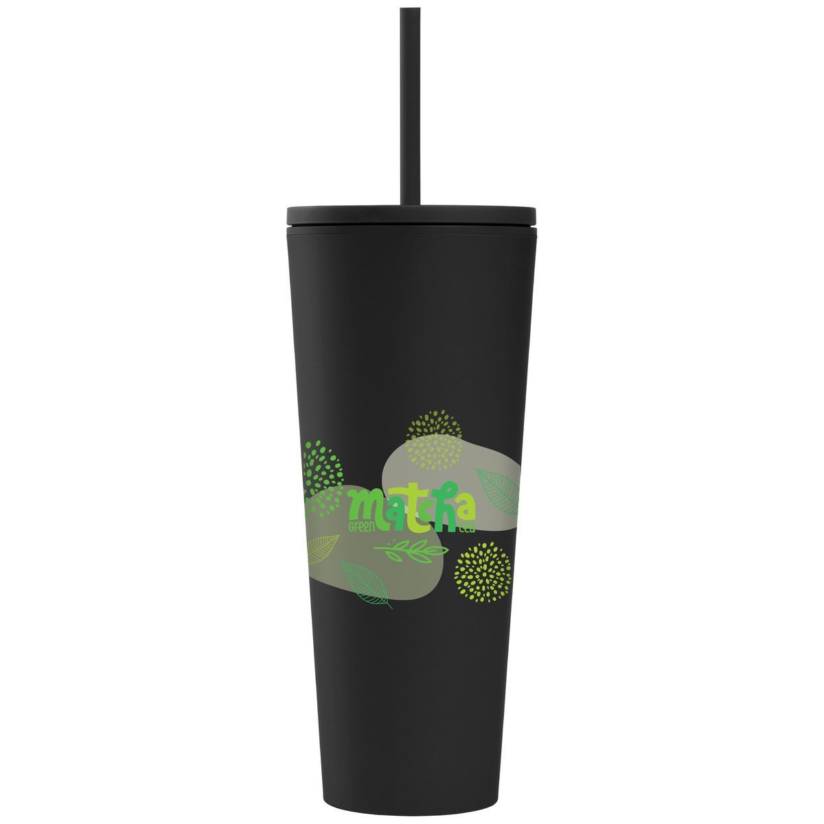 Spire - 24 oz Soft Touch Double Wall Recycled Plastic Tumbler w Straw
