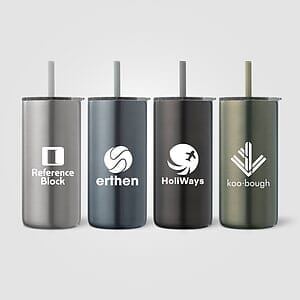 Borealis Recycled Stainless Steel Straw Tumbler - 16 oz.