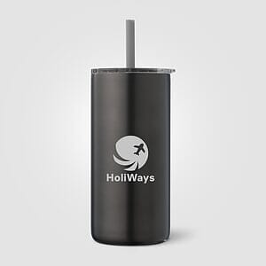 Borealis Recycled Stainless Steel Straw Tumbler - 16 oz.