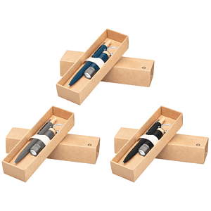 Reborn Recycled Aluminum Bamboo Accented Pen & Flashlight Gift Set – Full Color Inkjet All