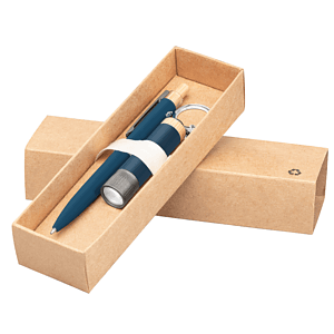 Reborn Recycled Aluminum Bamboo Accented Pen & Flashlight Gift Set - Laser