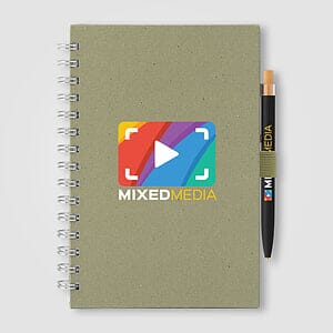 Terra Recycled Milk Carton Hard Cover Spiral A5 Notebook & Reborn Pen Set