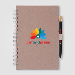 Terra Recycled Milk Carton Hard Cover Spiral A5 Notebook & Reborn Pen Set