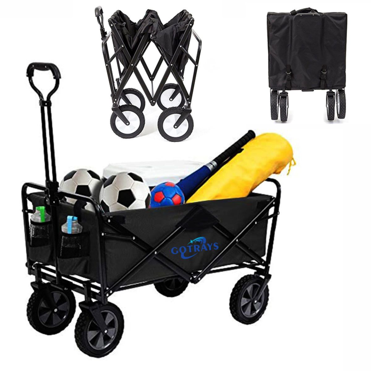 Collapsible Folding Outdoor Garden Utility Wagon with Cover