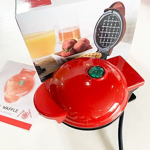 Mini Waffle Maker With Stainless Steel Tong, Non-Stick Round