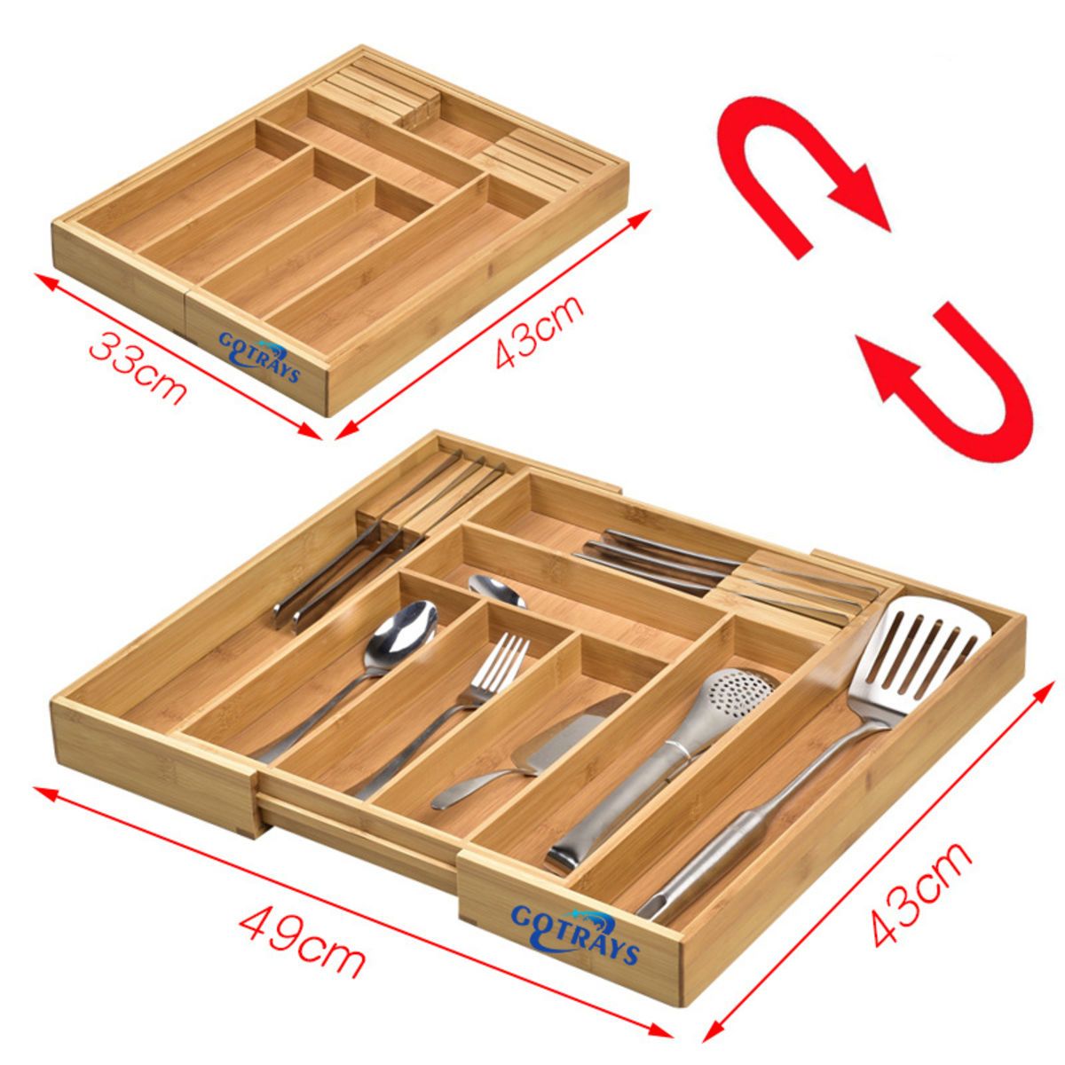 Cutlery Tray with 7 Compartments Flatware Organizer
