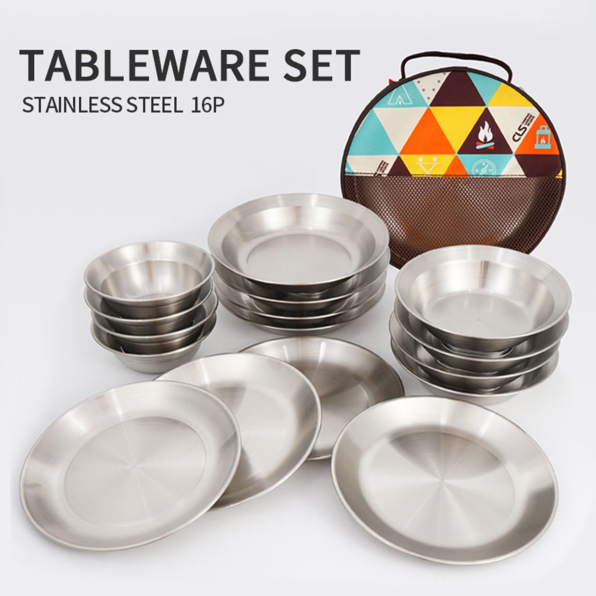 Stainless Steel Plates and Bowls Camping Set Small and Large