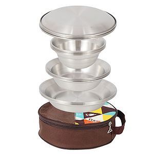 Stainless Steel Plates and Bowls Camping Set Small and Large