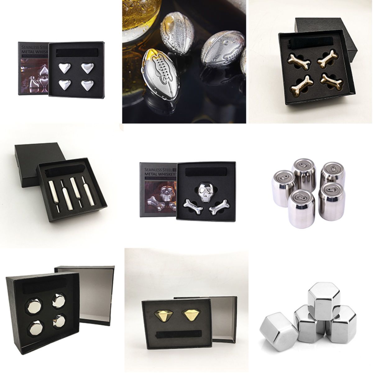 Skull Diamond Wine Can Love Octagon Football Whiskey Stones