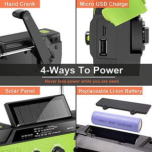 Emergency Crank Radio 4000mAh Solar Hand Crank Flashlight
