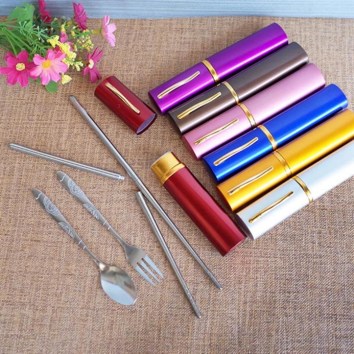 Reusable Stainless Steel Travel Cutlery Set With Case