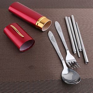 Reusable Stainless Steel Travel Cutlery Set With Case