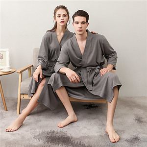 Waffle Knit Robes Soft Unisex Lightweight Spa Bathrobe