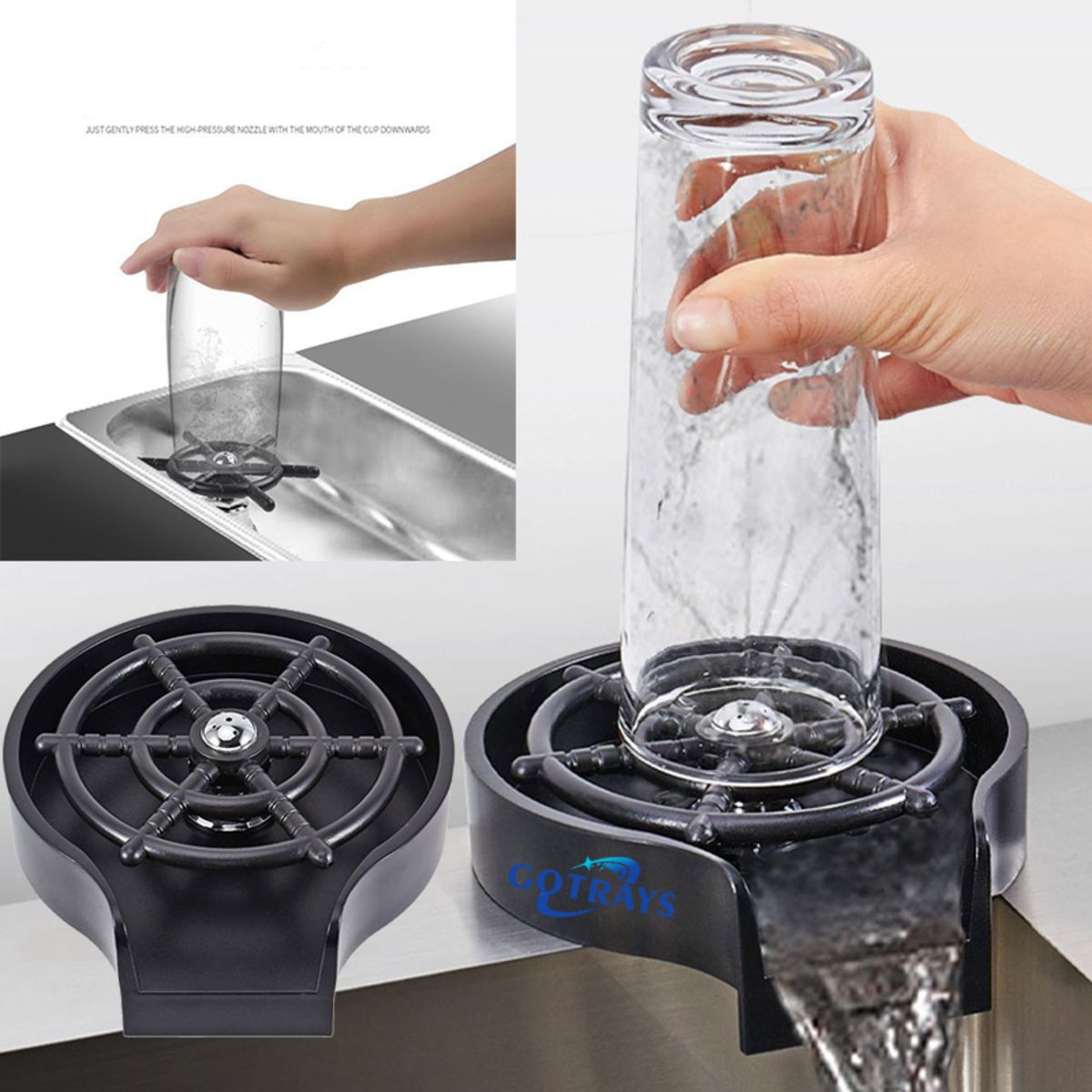 Glass Rinser for Kitchen Sink, Bottle Cup Washer for Sink
