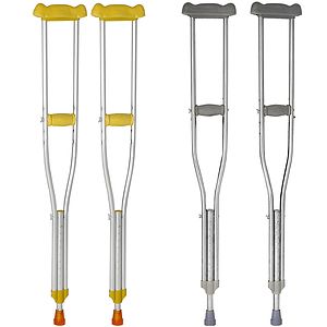 1 Pair Stainless Steel Underarm Walking Crutches for Adults