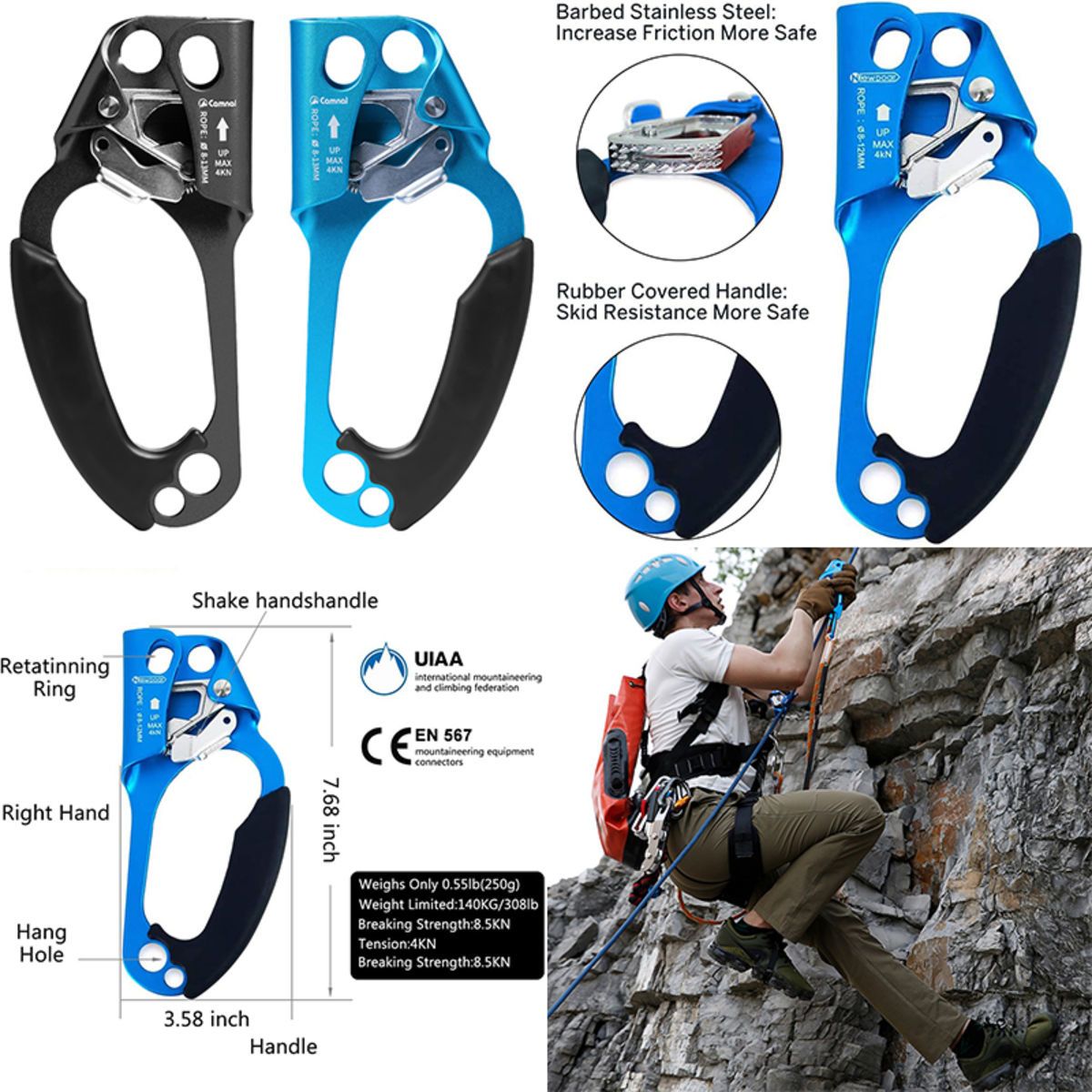 Hand Ascender Rock Climbing Tree Arborist Rappelling Gear