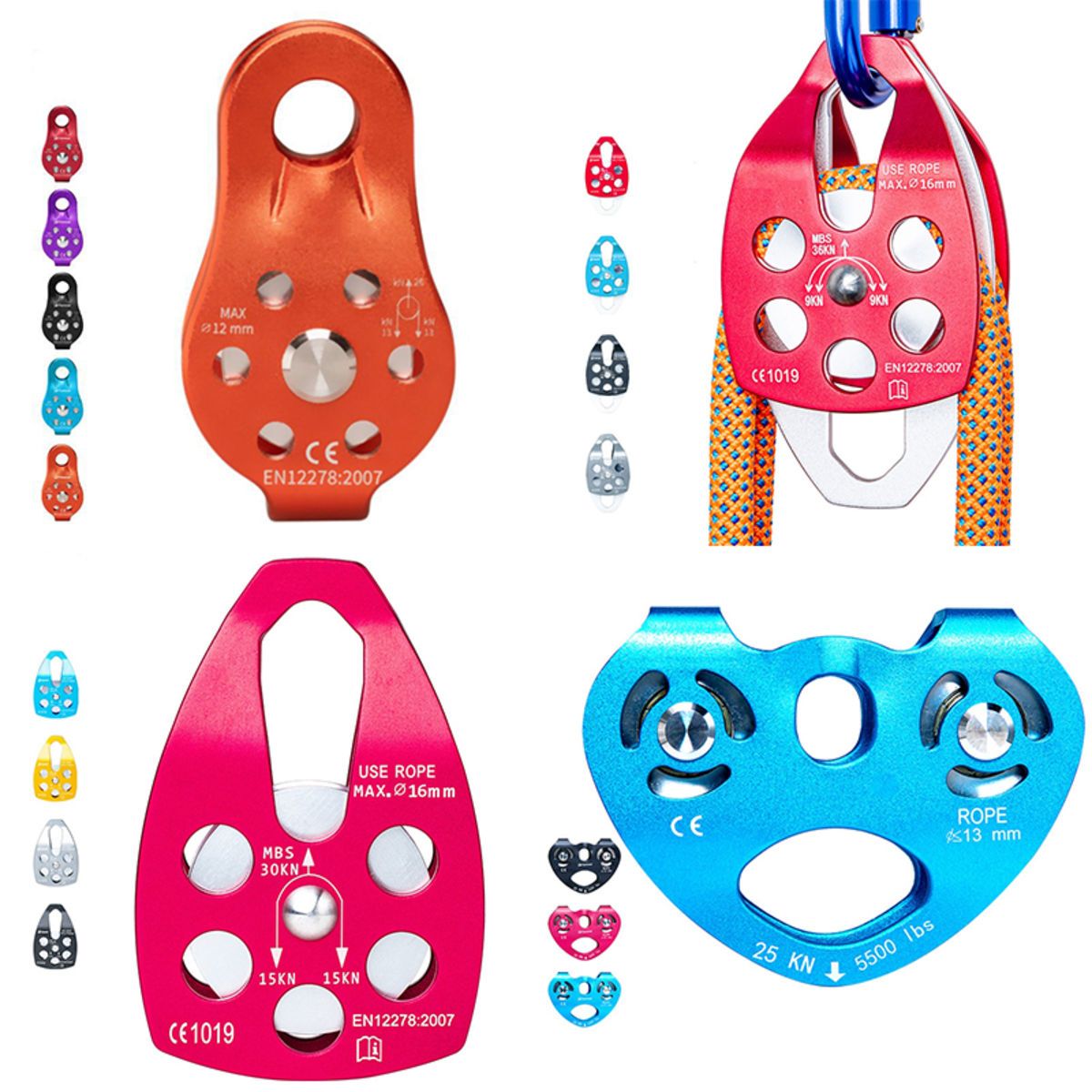 30KN Large Rescue Pulley SingleDouble Sheave w Swing Plate