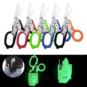 Glow In Dark Emergency Response Shears, Stainless Steel Fold