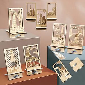 Wood Souvenir Hollowed-out Engraving Phone Stand Holder