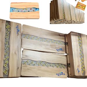 DIY Handmade Wood Cutting Cheese Board with Resin Art Flower