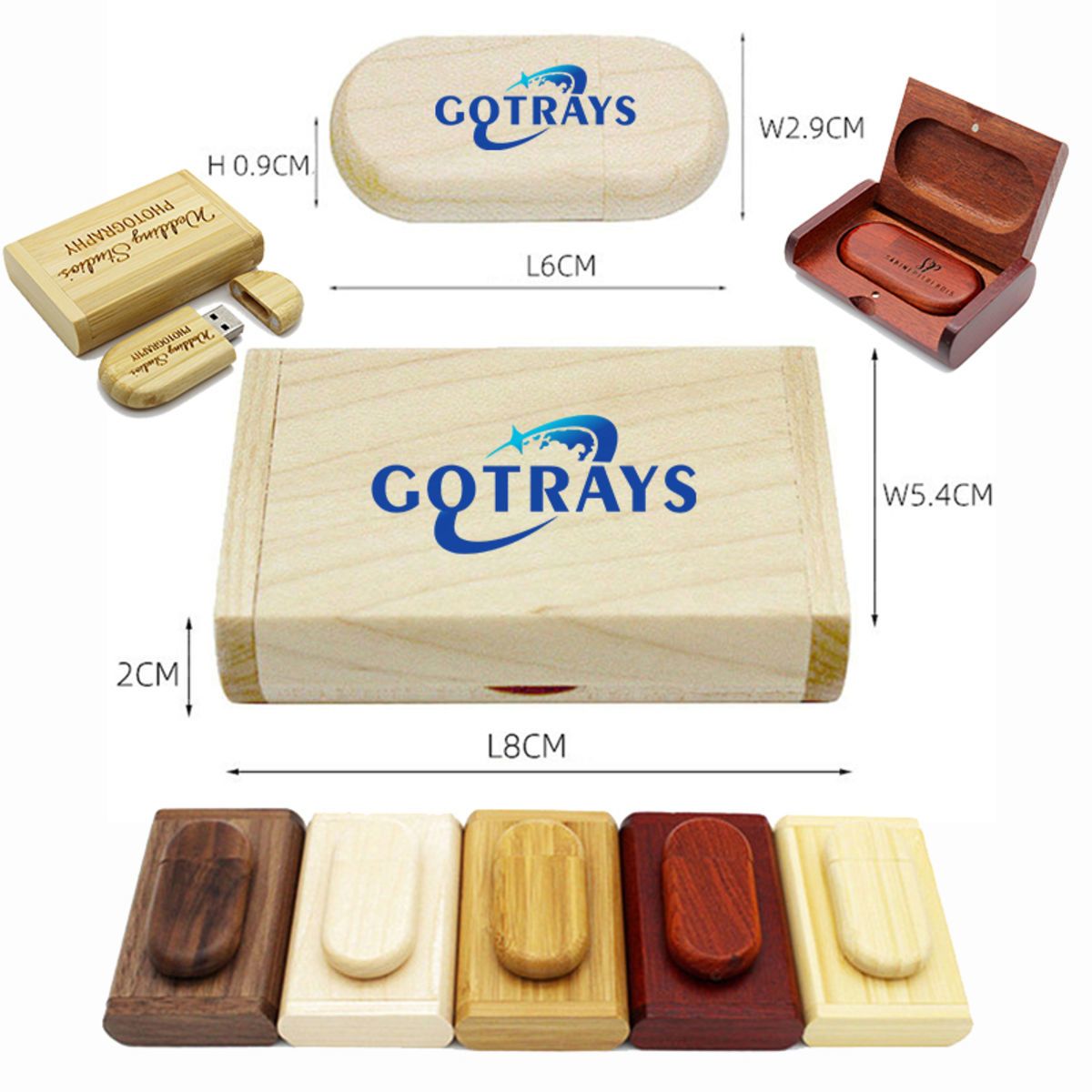 Maple Bamboo Wood USB Flash Drive with Wooden Box (3.08GB)
