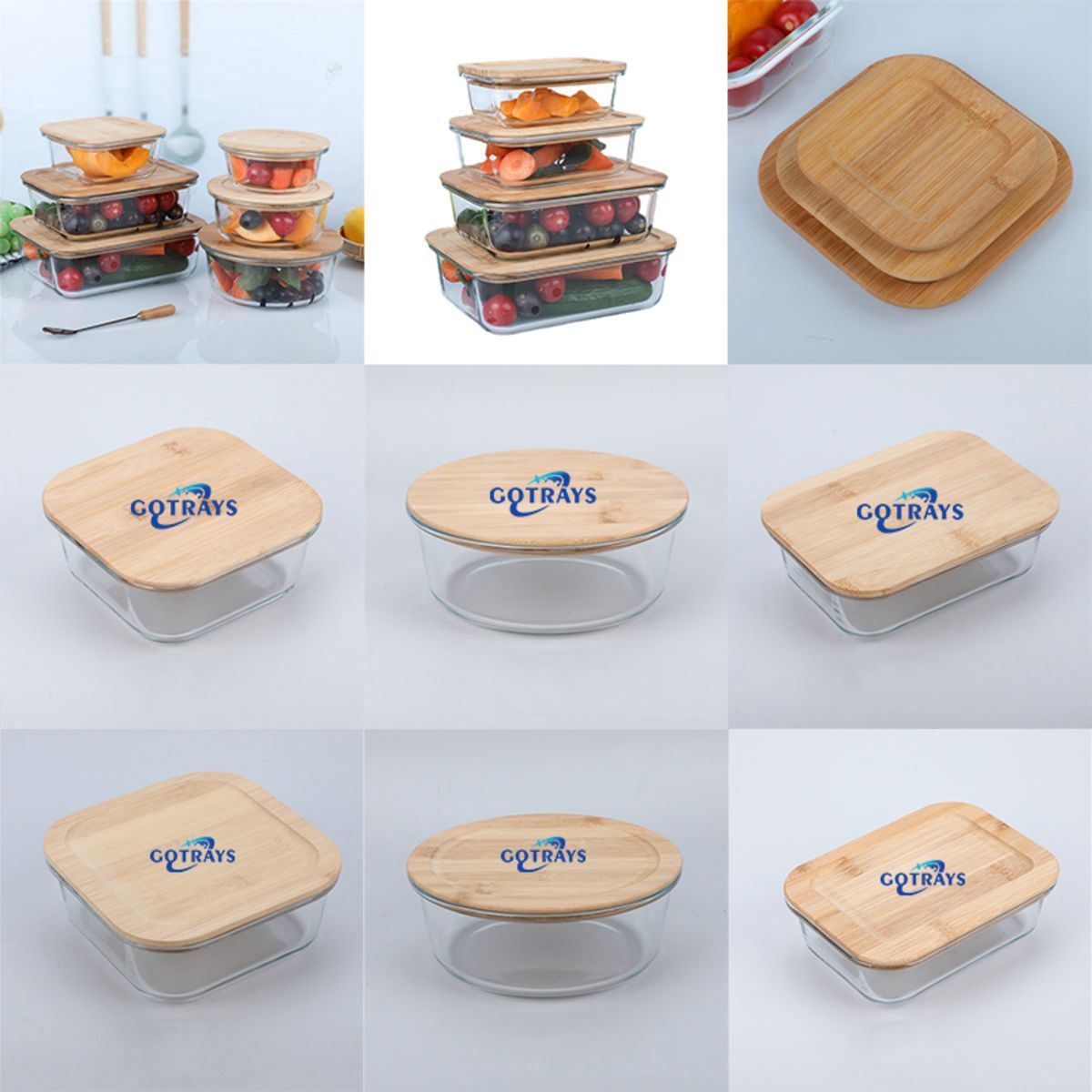 Meal Prep Glass Containers with Bamboo Lids Food Storage