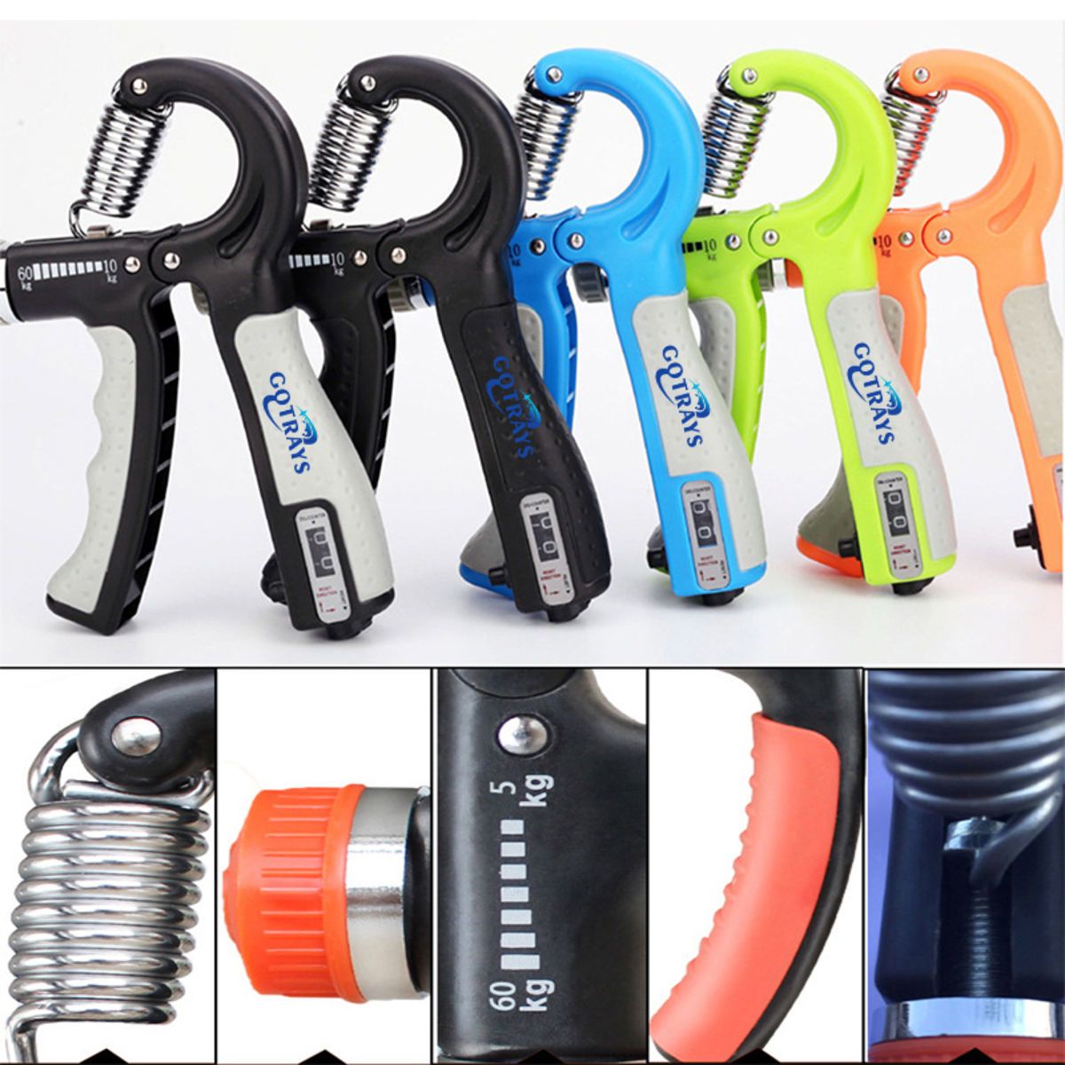 Grip Strength Trainer Kit with Counter 11-132 lbs, Counting