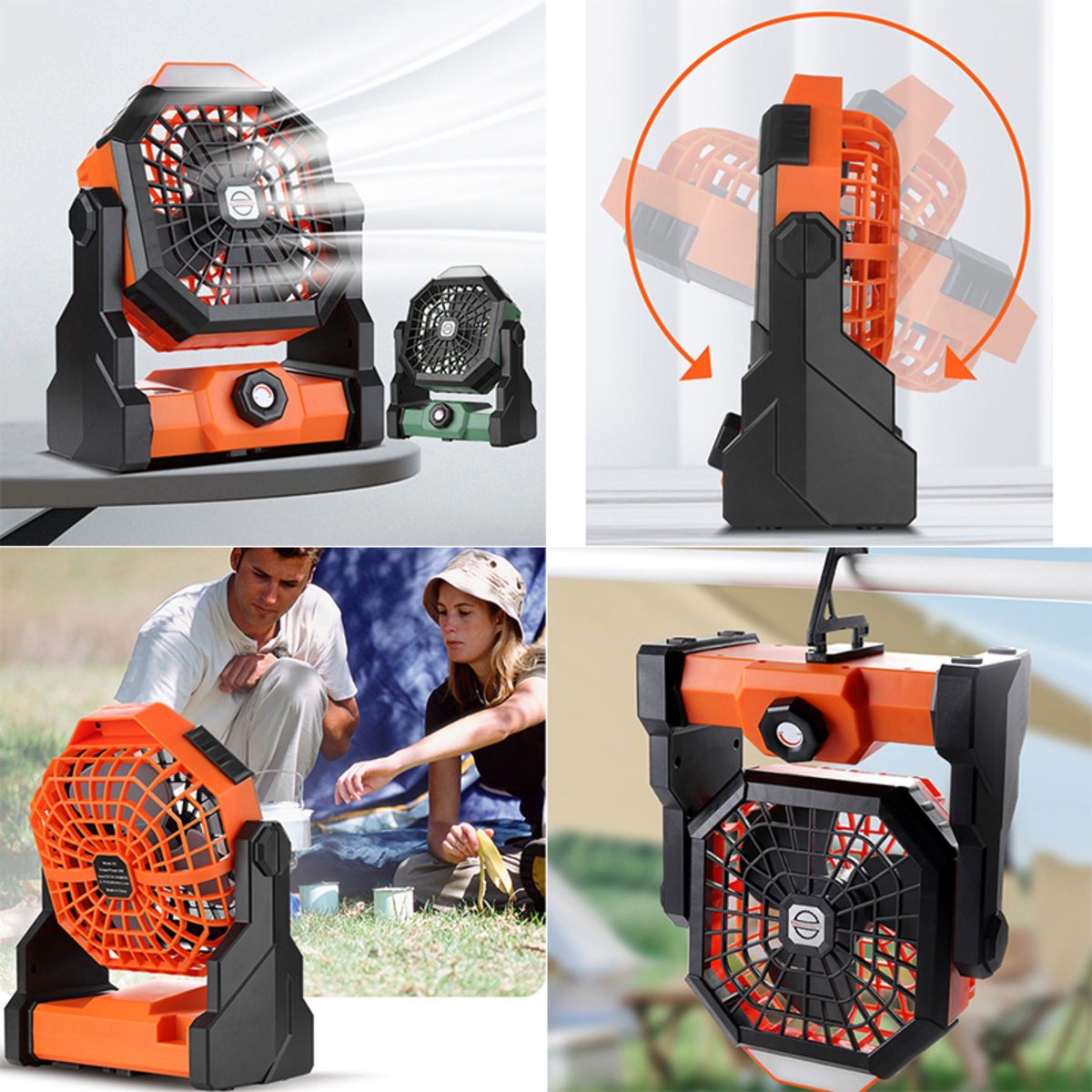 Portable Outdoor Battery Operated Camping Fan w LED Lanterm