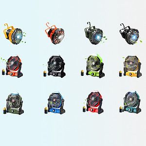 Portable Outdoor Battery Operated Camping Fan w LED Lanterm