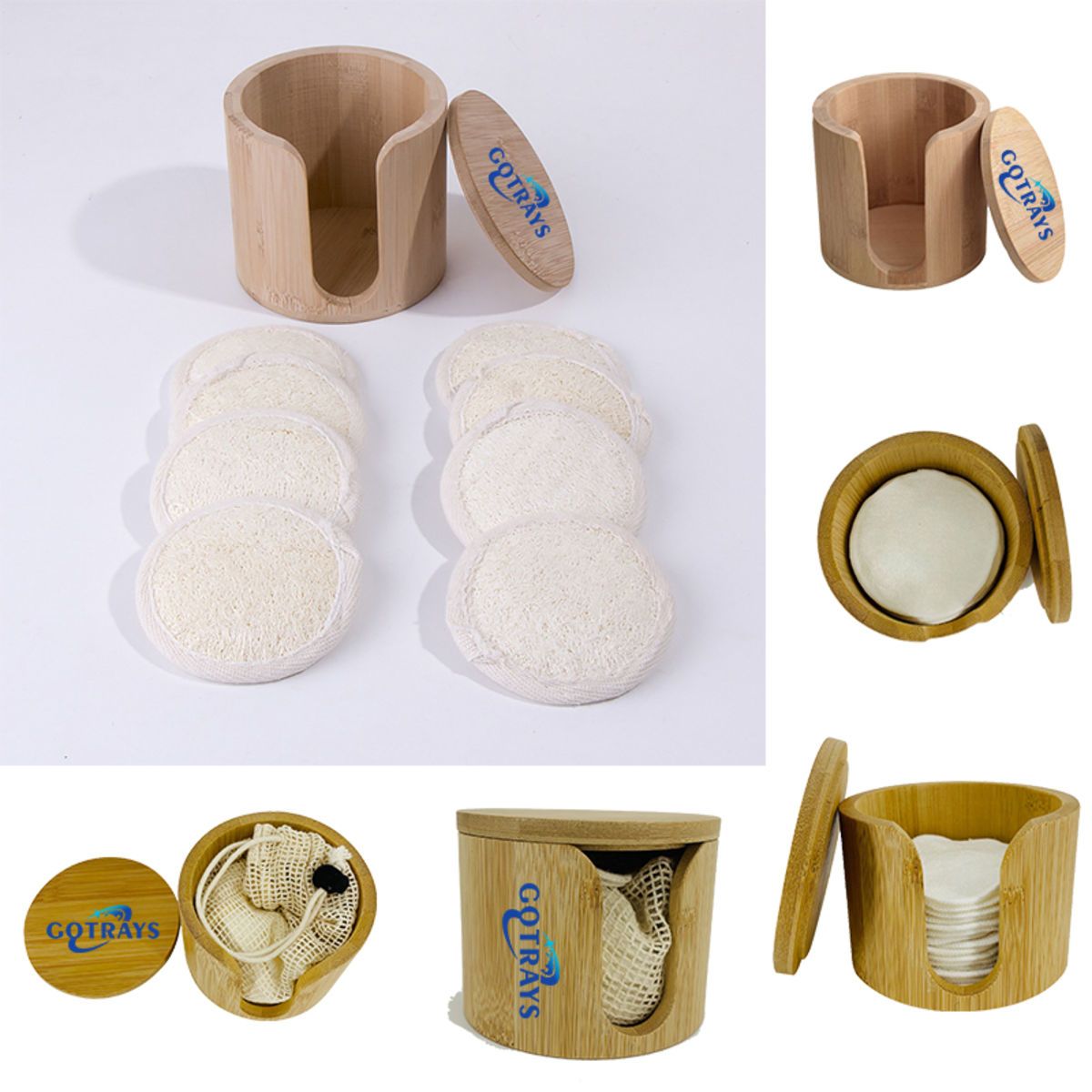 Reusable Makeup Remover Pads W Washable Bag Bamboo Holder