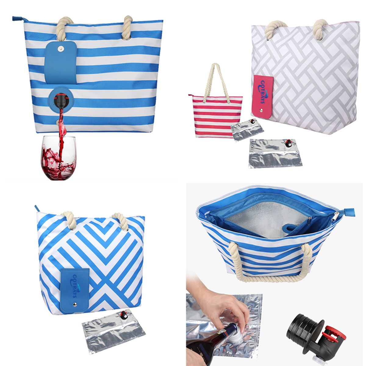 Canvas Wine Purse with Hidden Spout and Dispenser Flask