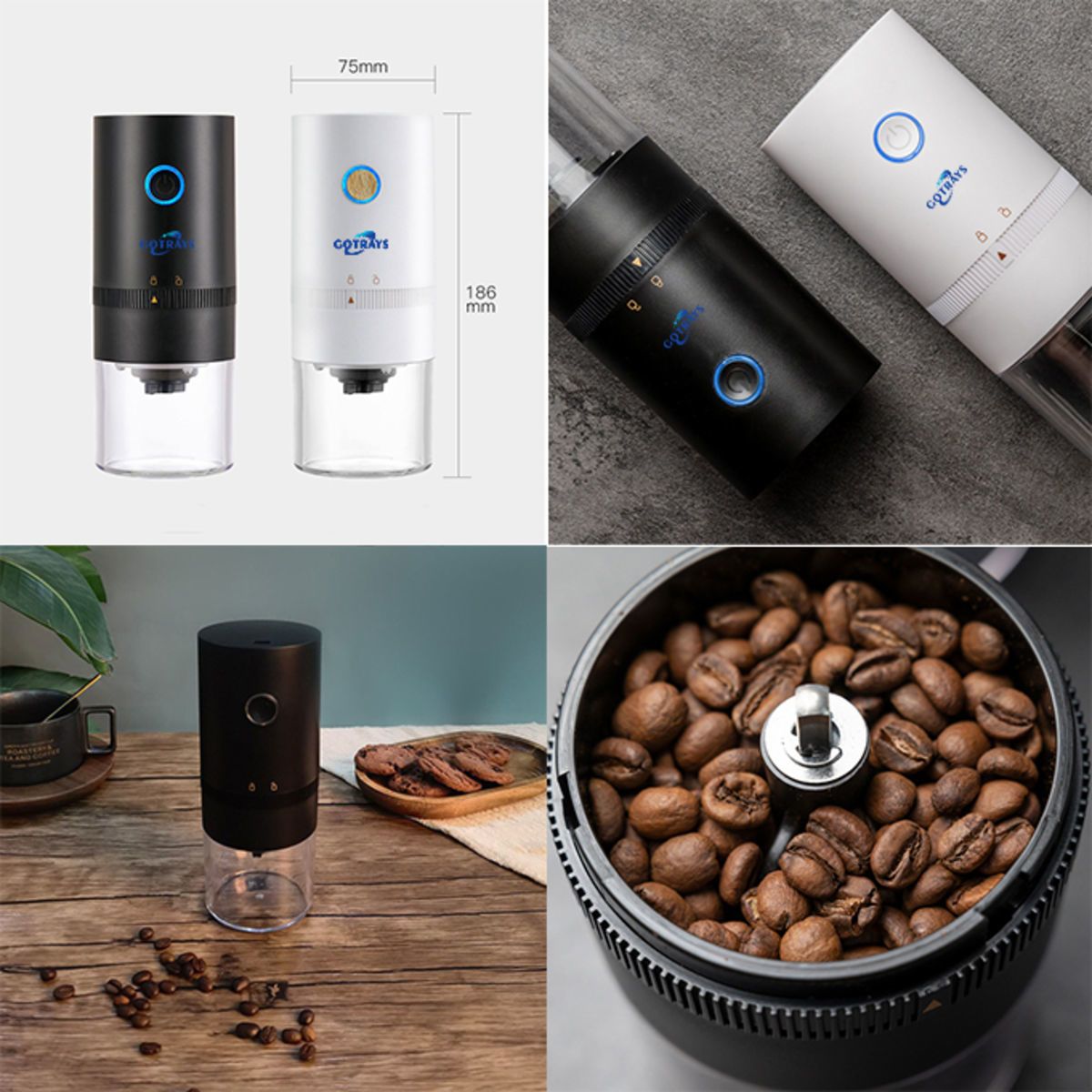Cordless Electric USB Rechargeable Coffee Bean Grinder