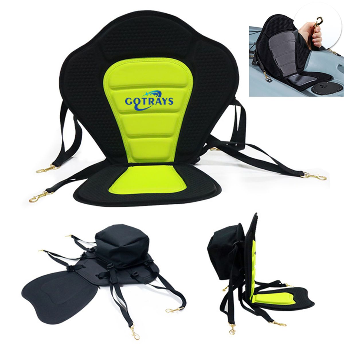 Kayak Seat Deluxe Padded Canoe Backrest Cushioned W Bag
