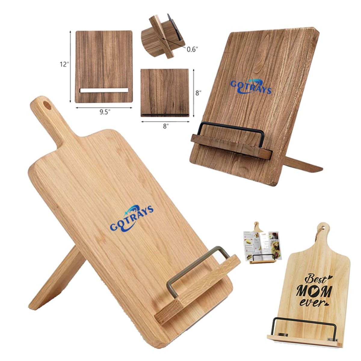 Adjustable Foldable Recipe Wood Cookbook Holder Stand