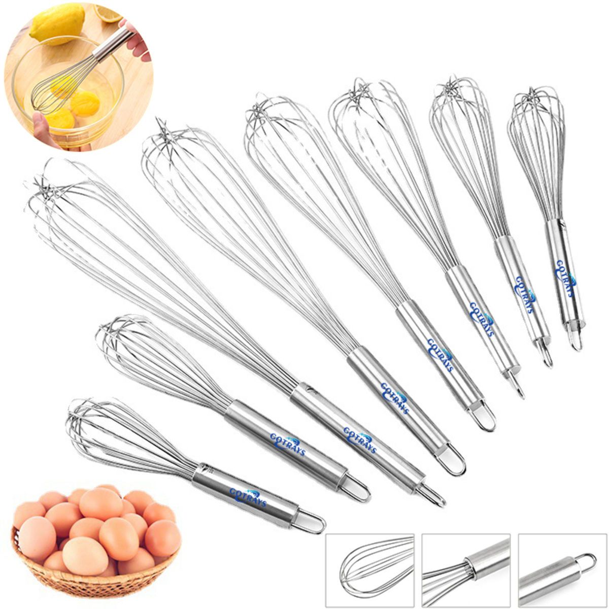 8-24 Stainless Steel Whisk Kitchen Balloon Kit for Cooking